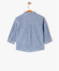 chemise manches longues en coton lin melanges bebe garcon bleu chemisesE660401_3