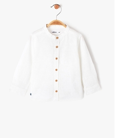 ensemble 2 pieces en lin chemise short bebe garcon blanc shortsE661101_2