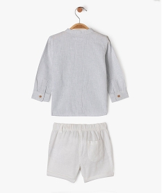 ensemble 2 pieces en lin chemise short bebe garcon bleu shortsE661201_4