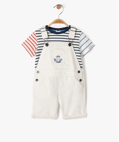 GEMO Ensemble salopette + tee-shirt bébé garçon - LuluCastagnette blanc standard