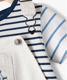 ensemble salopette tee-shirt bebe garcon - lulucastagnette blanc ensemblesE661901_2