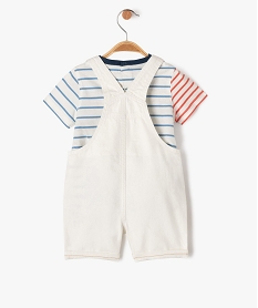 ensemble salopette tee-shirt bebe garcon - lulucastagnette blanc ensemblesE661901_4