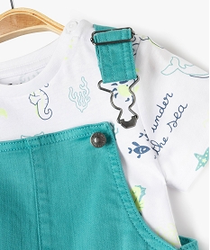 ensemble 2 pieces salopette et tee-shirt bebe garcon vert ensemblesE662001_2