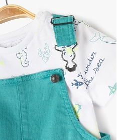 ensemble 2 pieces salopette et tee-shirt bebe garcon vertE662001_2