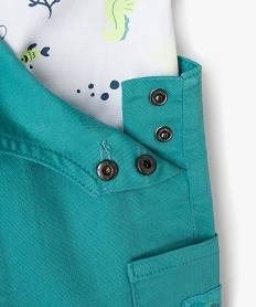 ensemble 2 pieces salopette et tee-shirt bebe garcon vert ensemblesE662001_3
