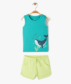 ensemble debardeur short en coton bebe garcon vert shortsE662101_1