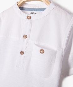 tee-shirt a manches courtes col tunisien bebe garcon blanc polosE665501_2