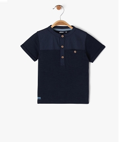 GEMO Tee-shirt à manches courtes col tunisien bébé garçon bleu standard