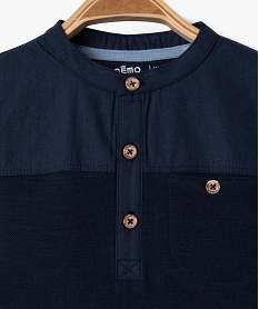 tee-shirt a manches courtes col tunisien bebe garcon bleu polosE665601_2