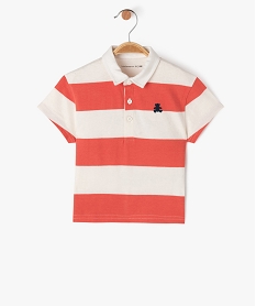 polo manches courtes a larges rayures bebe garcon - lulucastagnette rouge polosE666201_4