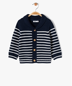 GEMO Gilet rayé en coton avec large col bébé garçon navy