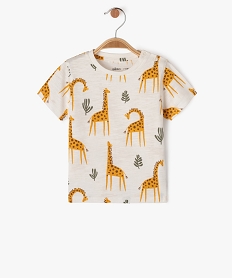 GEMO Tee-shirt à manches courtes à motifs animaux de la jungle bébé garçon Beige