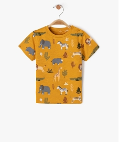tee-shirt a manches courtes a motifs animaux de la jungle bebe garcon jauneE669501_1