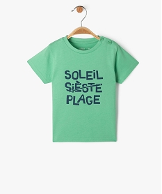 tee-shirt manches courtes en coton imprime bebe garcon vert tee-shirts manches courtesE670101_4