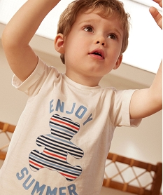 tee-shirt a manches courtes avec inscription bebe garcon - lulucastagnette blanc tee-shirts manches courtesE670401_4