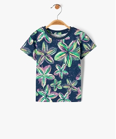 tee-shirt manches courtes a motifs fleuris bebe bleuE670701_1
