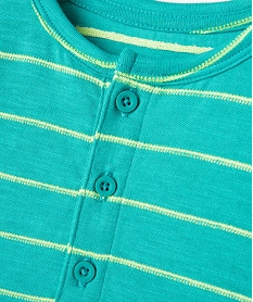 tee-shirt a manches courtes raye col tunisien bebe garcon vert tee-shirts manches courtesE671401_2