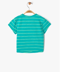 tee-shirt a manches courtes raye col tunisien bebe garcon vert tee-shirts manches courtesE671401_4