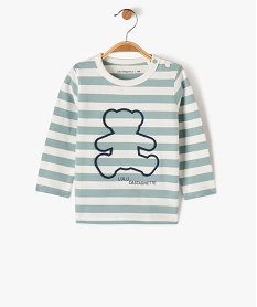 tee-shirt a manches longues raye bebe garcon - lulucastagnette vert tee-shirts manches longuesE671801_4