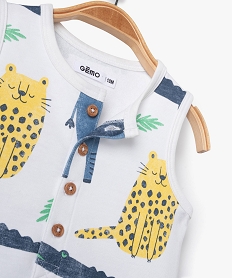 combishort sans manches en maille bouclette a motifs animaux bebe garcon beige shorts et bermudasE674401_2