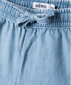 short en chambray a volants et taille elastiquee bebe fille bleu shortsE676301_2