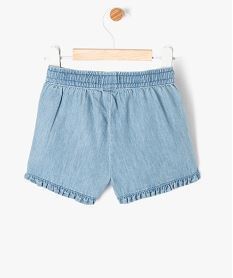 short en chambray a volants et taille elastiquee bebe fille bleu shortsE676301_3