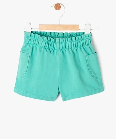 GEMO Short en toile avec taille élastique bébé fille Vert