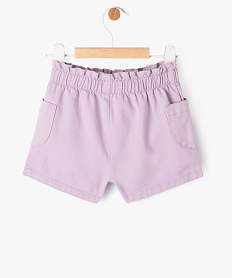 short en toile avec taille elastique bebe fille violet shortsE676701_3