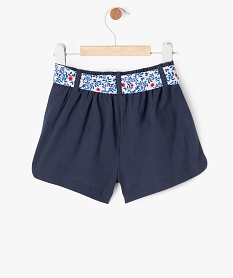 short en coton avec ceinture imprimee bebe fille bleu shortsE677101_3