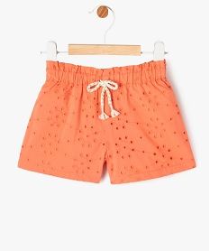 short en coton avec broderies anglaises bebe fille orange shortsE677301_4