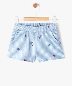 GEMO Short rayé en maille gaufrée extensible bébé fille Bleu