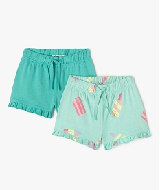 GEMO Short en coton avec volants bébé fille (lot de 2) vert standard