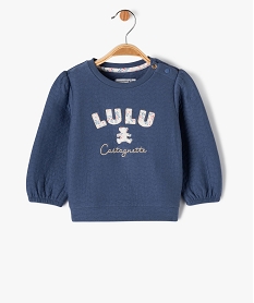 GEMO Sweat matelassé à manches blousantes bébé fille - LuluCastagnette Bleu