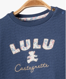 sweat matelasse a manches blousantes bebe fille - lulucastagnette bleuE678401_2