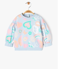 sweat a manches bouffantes avec motifs colores bebe fille bleuE678601_1