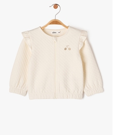 sweat zippe avec volants sur les epaules bebe fille beigeE679001_1