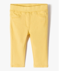 pantalon bebe fille slim uni a taille elastiquee jaune pantalonsE679401_1