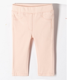 pantalon bebe fille slim uni a taille elastiquee rose pantalonsE679501_1