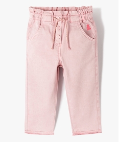 pantalon en toile avec taille elastique bebe fille - lulucastagnette rose pantalonsE679601_1