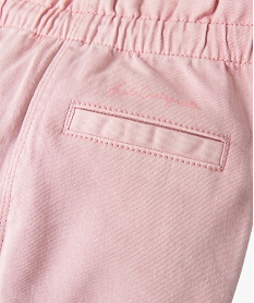 pantalon en toile avec taille elastique bebe fille - lulucastagnette rose pantalonsE679601_3