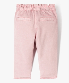 pantalon en toile avec taille elastique bebe fille - lulucastagnette rose pantalonsE679601_4