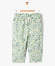 pantalon fleuri avec taille elastique bebe fille vert pantalonsE680001_1