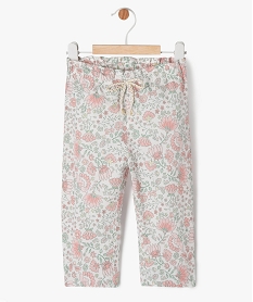 pantalon fleuri avec taille elastique bebe fille rose pantalonsE680101_1