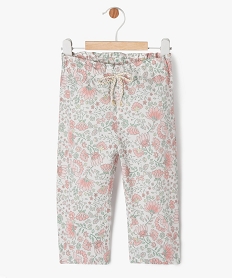 pantalon fleuri avec taille elastique bebe fille rose pantalonsE680101_4