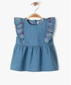 GEMO Blouse à manches courtes avec volants brodés bébé fille bleu standard