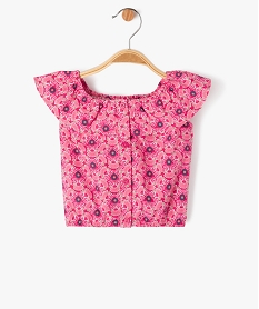 blouse sans manches imprimee avec volant sur le col bebe fille roseE681801_1