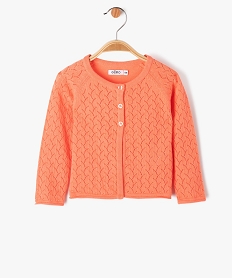 GEMO Gilet en maille ajourée fermeture 3 boutons bébé fille Orange