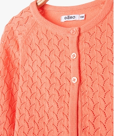 gilet en maille ajouree fermeture 3 boutons bebe fille orangeE682101_2