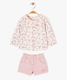 ensemble 2 pieces bebe fille tee-shirt et short — lulucatagnette beigeE682401_1