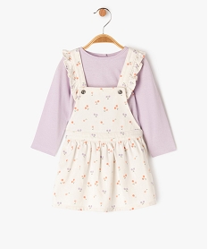 GEMO Ensemble 2 pièces bébé fille : robe + tee-shirt à manches longues Beige